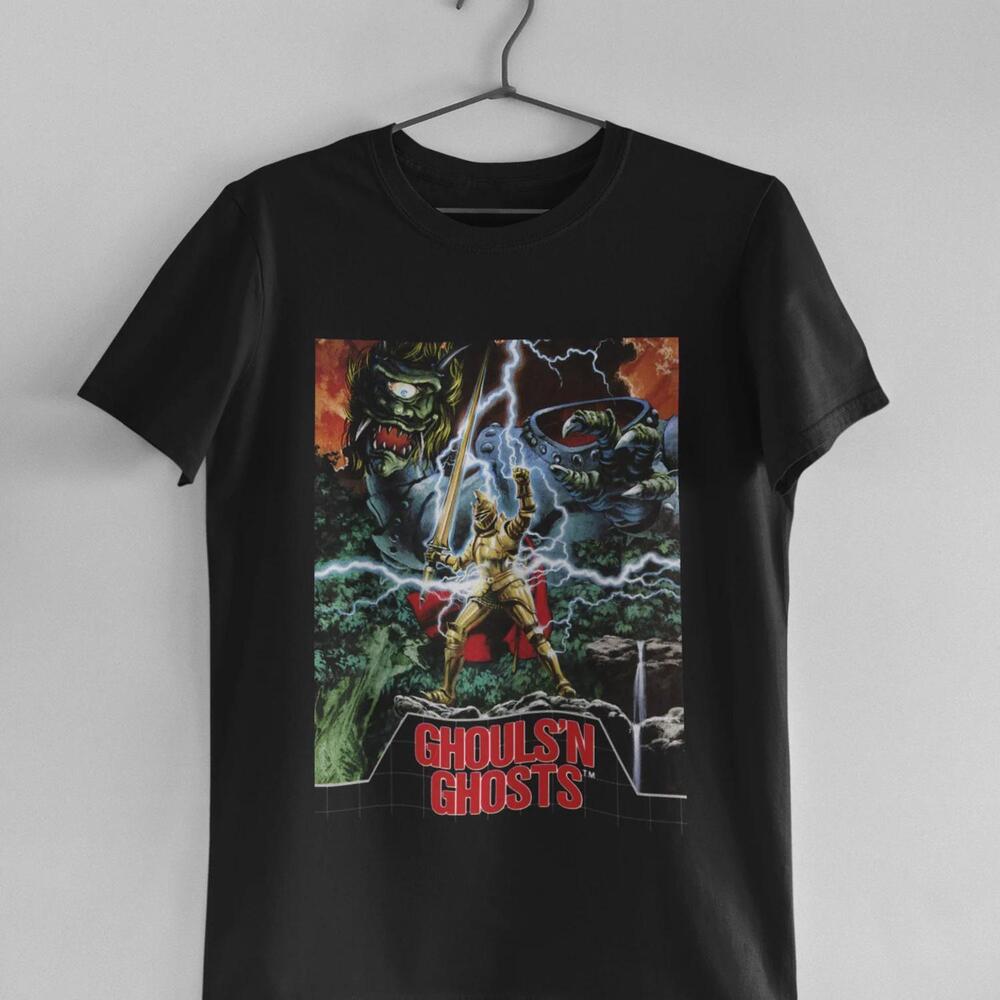 Ghouls N Ghosts T-Shirt Retro Video Game Box Art Graphic Tee